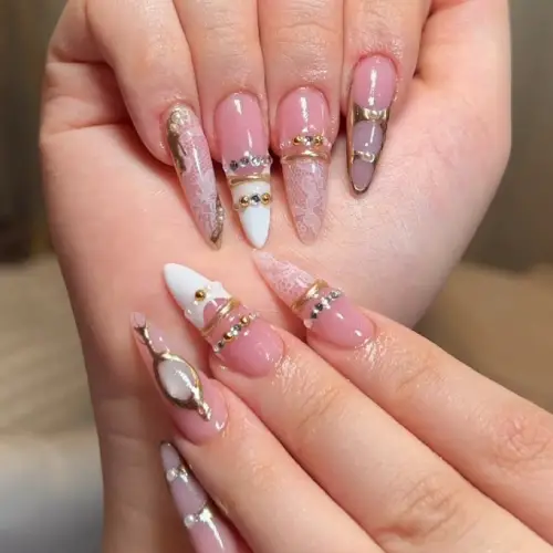 Nail Extension with 3D Nail Art